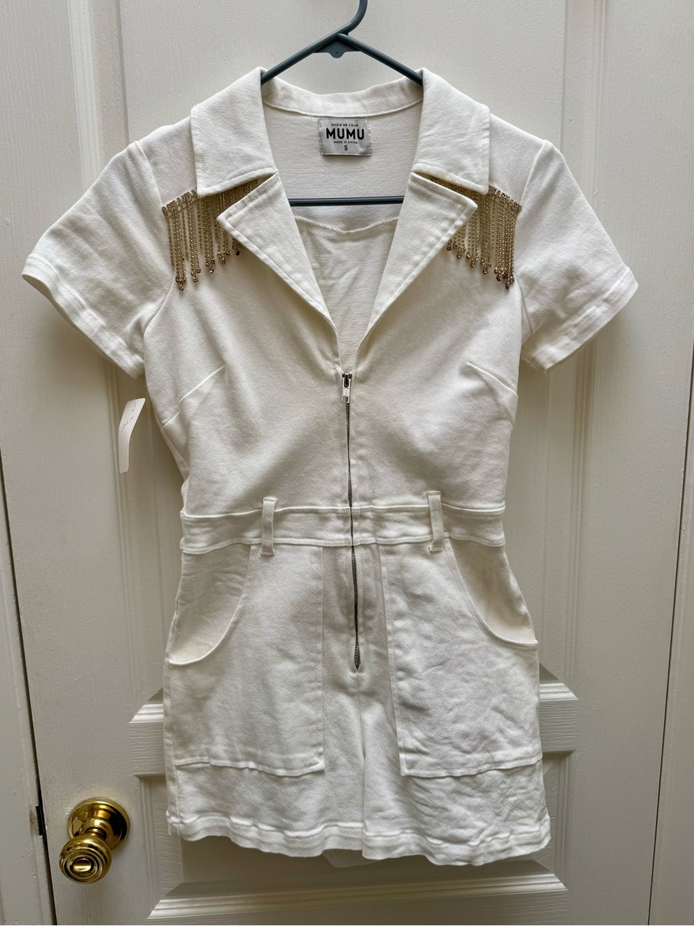 Show Me Your Mumu White Rhinestone Romper
